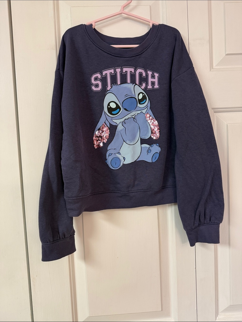 jumping beans Navy Sweatshirt with Pink Sequin Ears Stitch Graphic